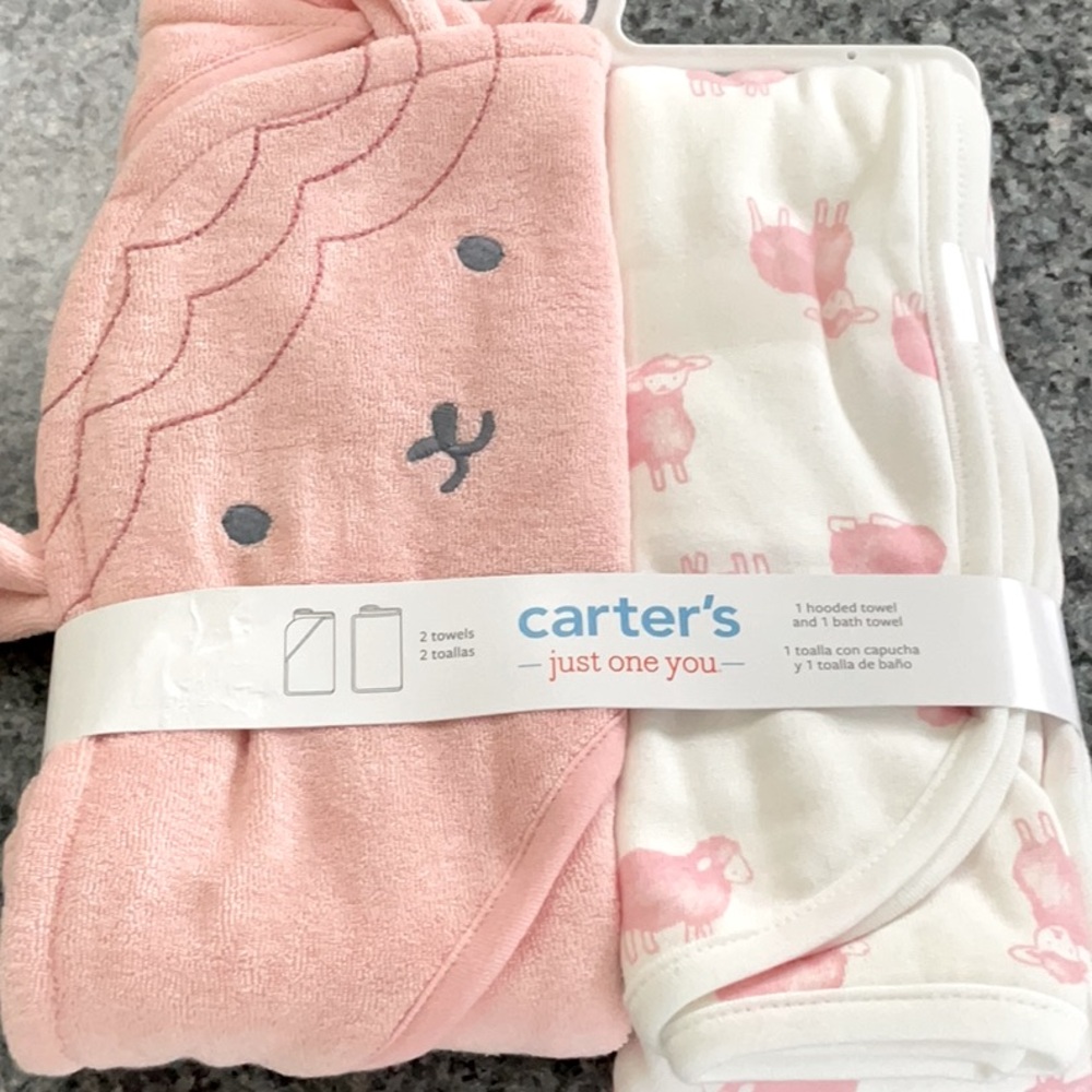 Carter's little lamb pink bath set.